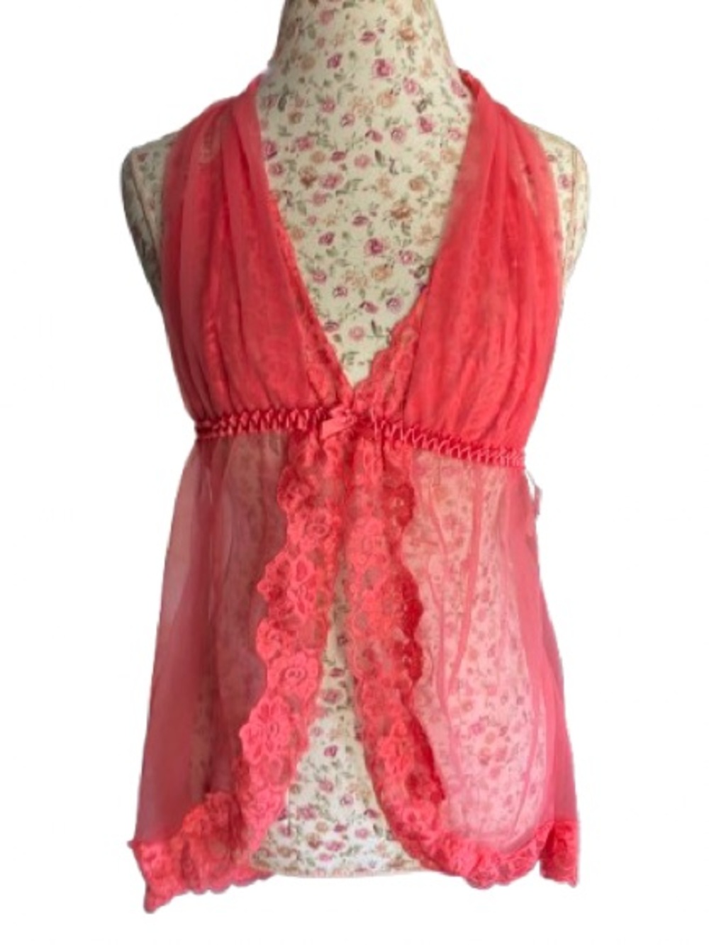 Frederick’s of Hollywood Sheer Lace Babydoll Set Y2K Deadstock